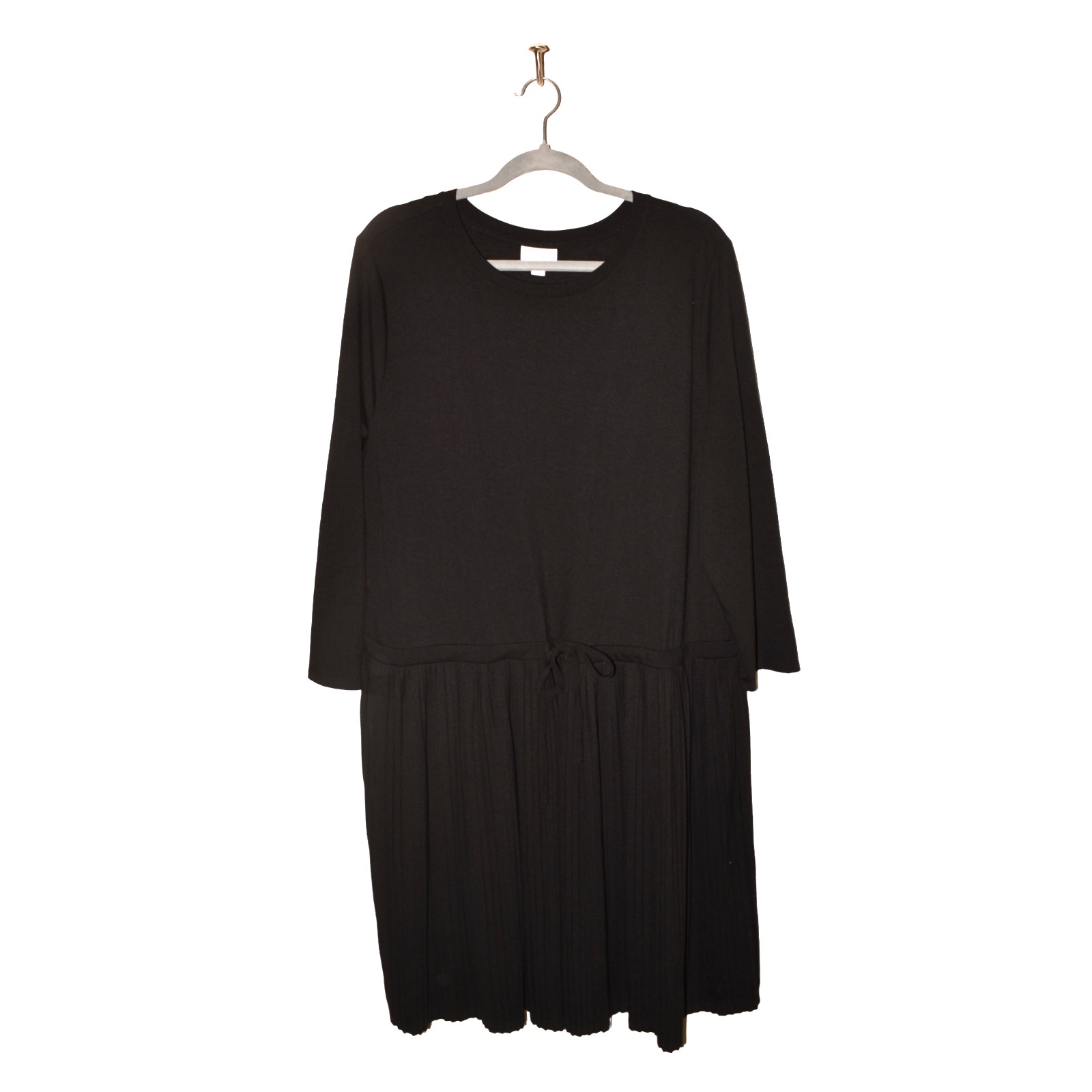 J. JILL 109 Long Sleeve Pleated Skirt Knit Dress Knee Length Black XL