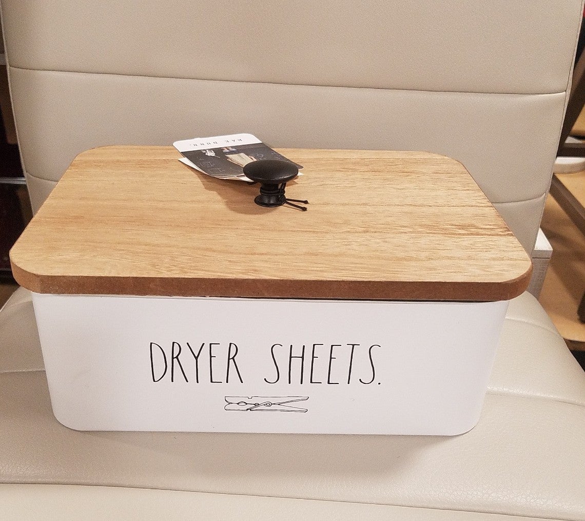 Rae Dunn DRYER SHEETS Storage Box. NEW RELEASE