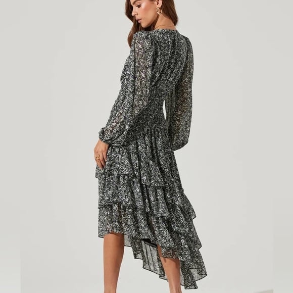 Astr Ruffle Chiffon Floral Dress