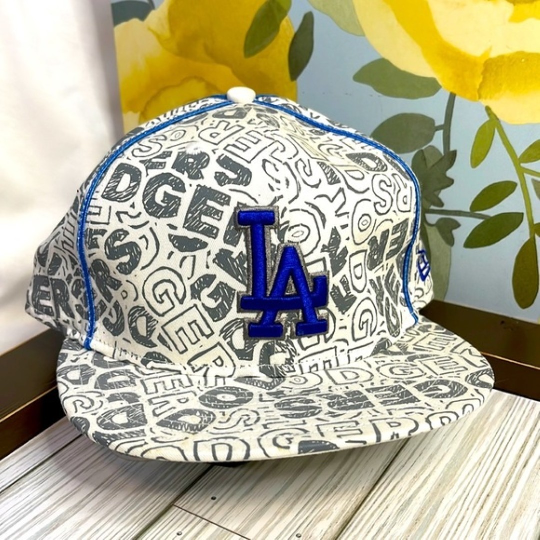 New Era 59Fifty White & Blue LA Dodgers Hat Size 7.25