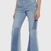 Frame denim tone two denim extreme flare ankle patchwork jeans raw hem Sz 24
