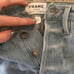 Frame denim tone two denim extreme flare ankle patchwork jeans raw hem Sz 24