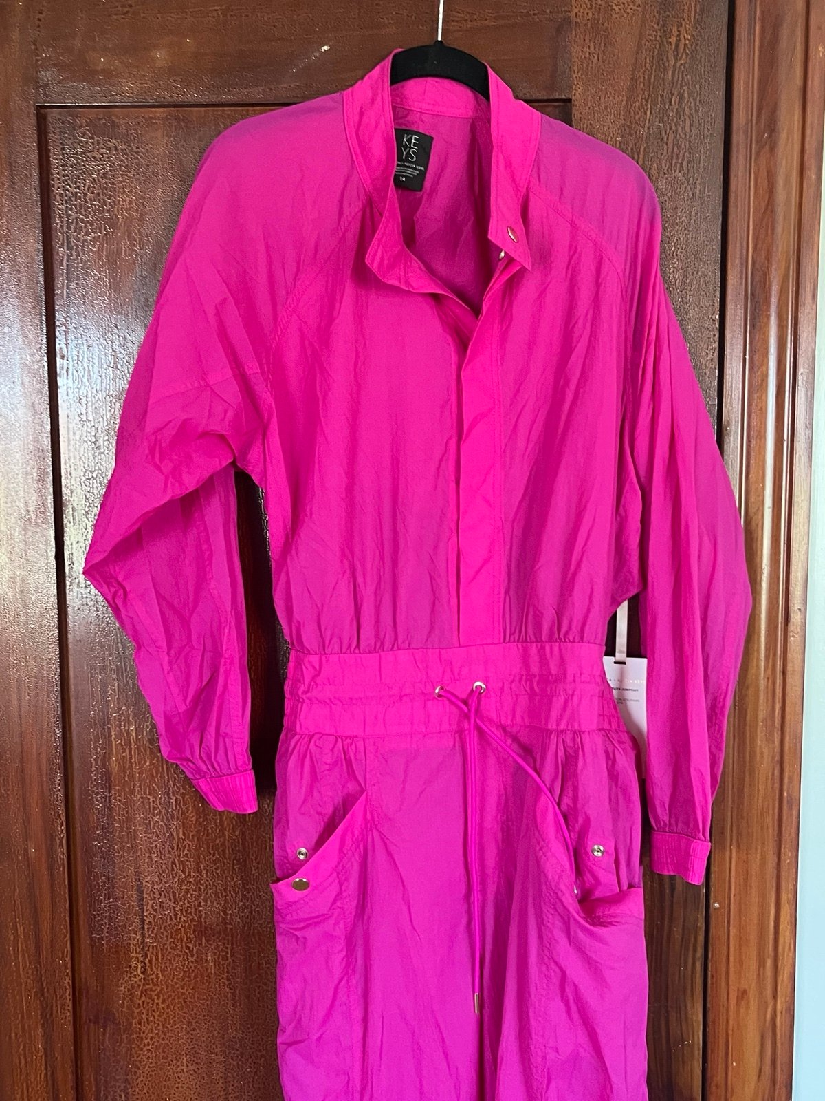 Athleta Alicia Keys Jumpsuit Romper Utility Size 14 Hot Pink XL