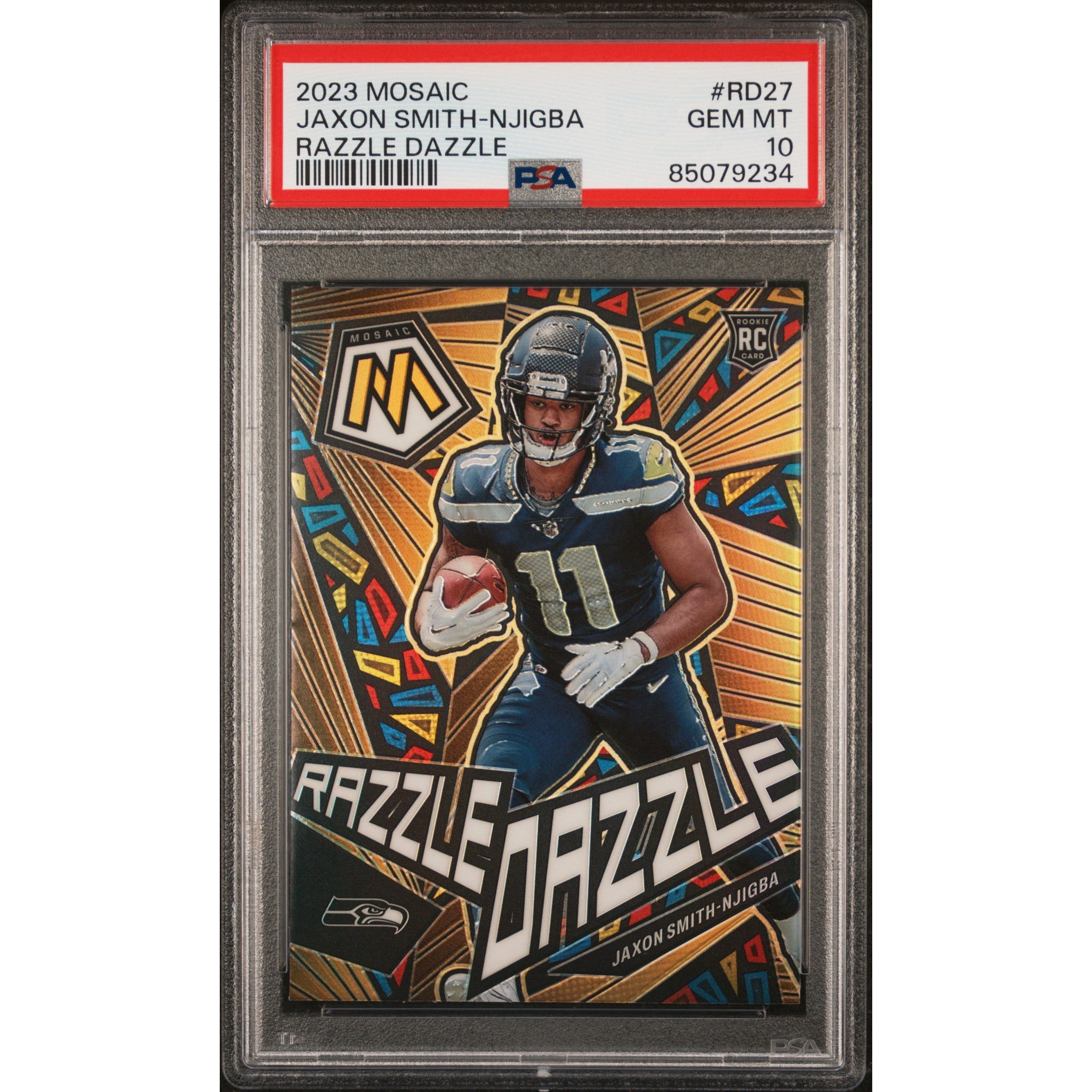 Graded 2023 Panini Mosaic Jaxon Smith-Njigba #RD27 Razzle Dazzle Rookie Card P