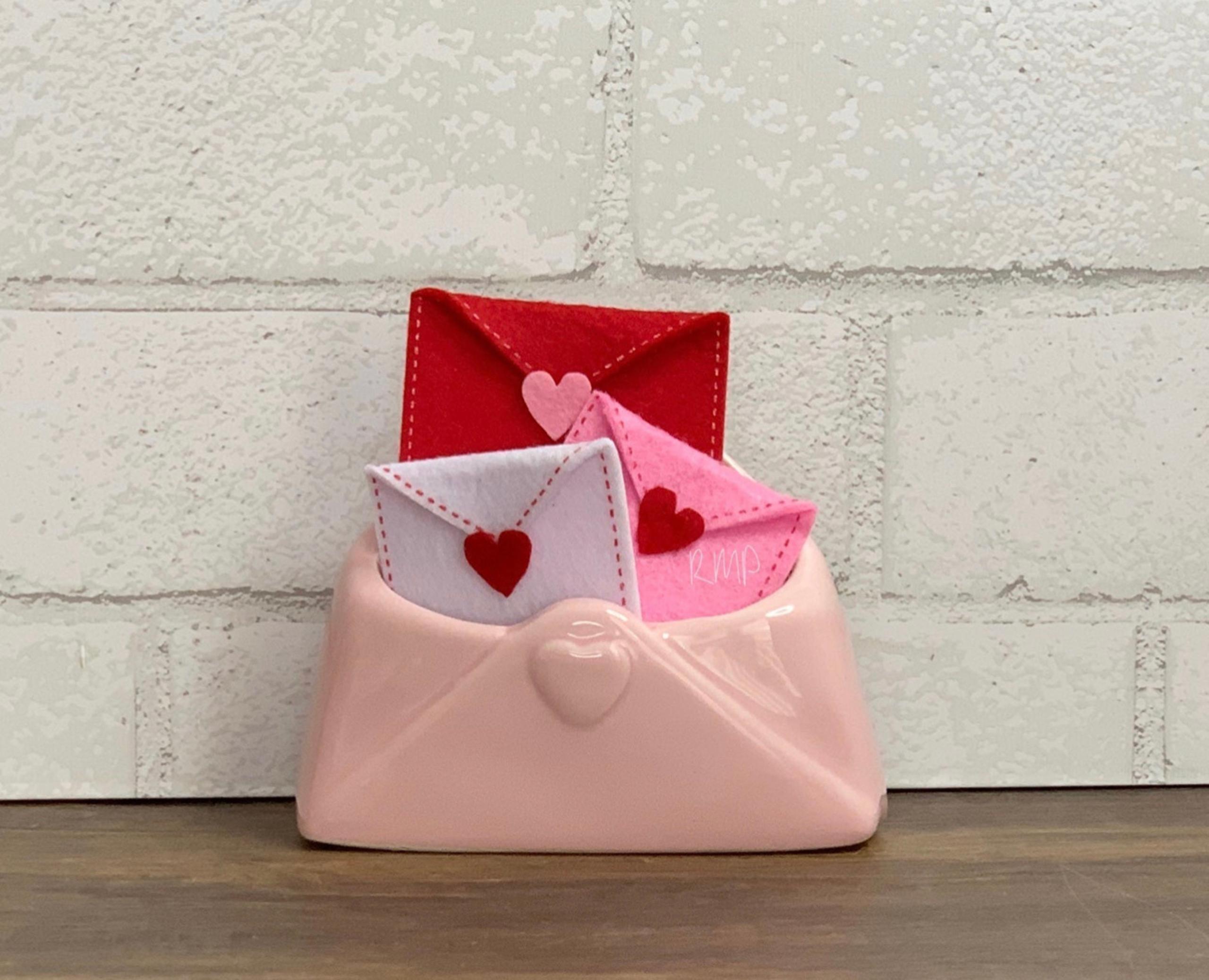 Pink Ceramic Envelope / Felt Love Letters.
