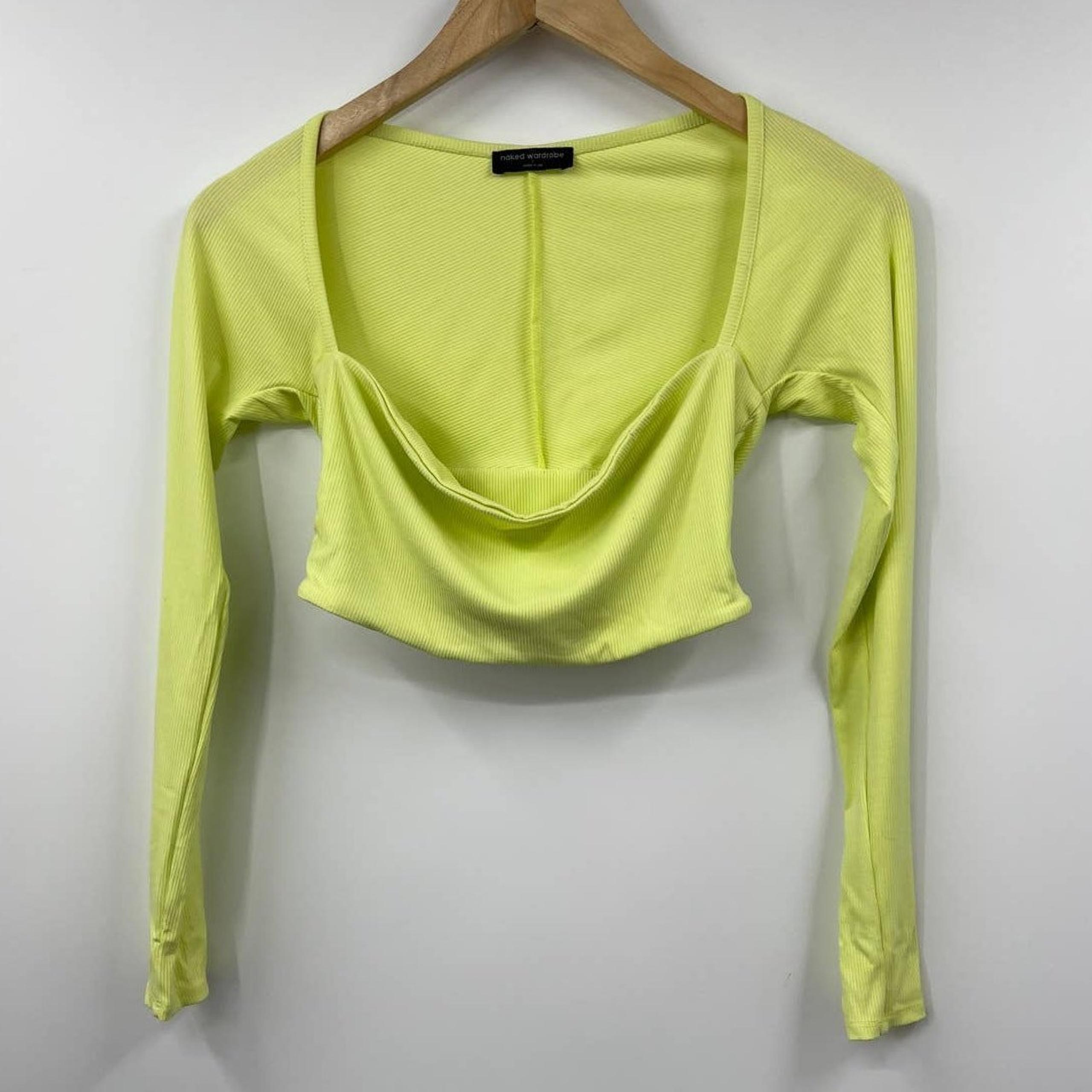 Naked Wardrobe Womens Lightweight Crop Top Stretch Yellow Size Small