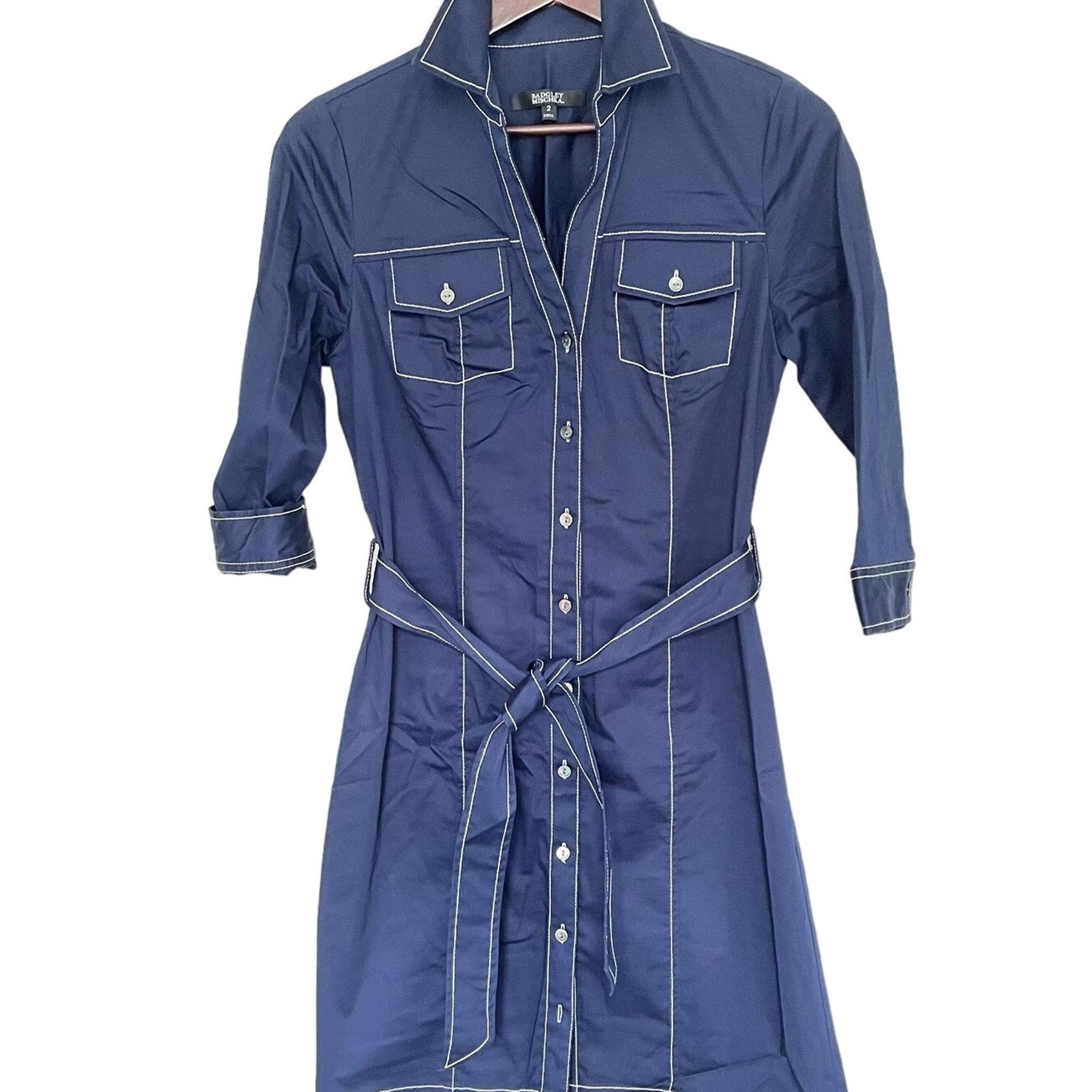 Badgley Mischka Shirt Dress Womens 2 Classic Sophisticated Old Money Career Chic