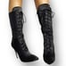 Simmi London Puffer Black Mid-calf Stiletto Boots Zip & Lace Sz 9