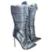 Simmi London Puffer Black Mid-calf Stiletto Boots Zip & Lace Sz 9