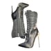 Simmi London Puffer Black Mid-calf Stiletto Boots Zip & Lace Sz 9
