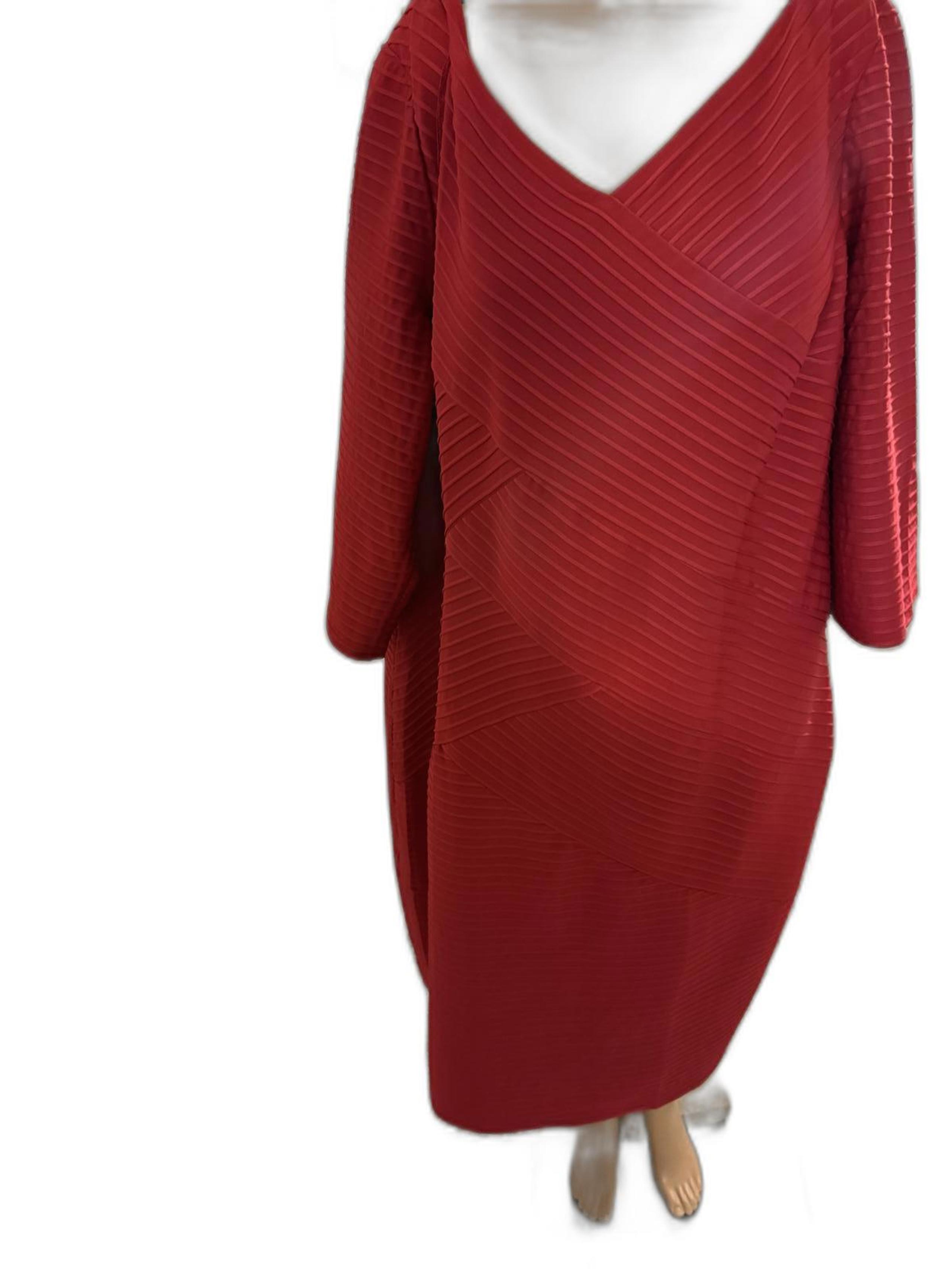 London-Times Chic Red Striped Midi Dress - Elegant Vintage Style Size 18