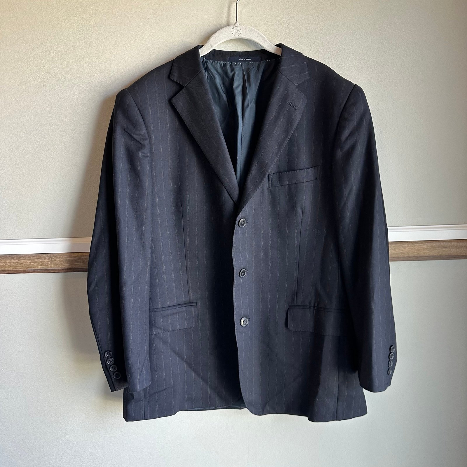 Z Zegna 100% Wool Blazer Blue Pinstripe 3 Button Suit Jacket