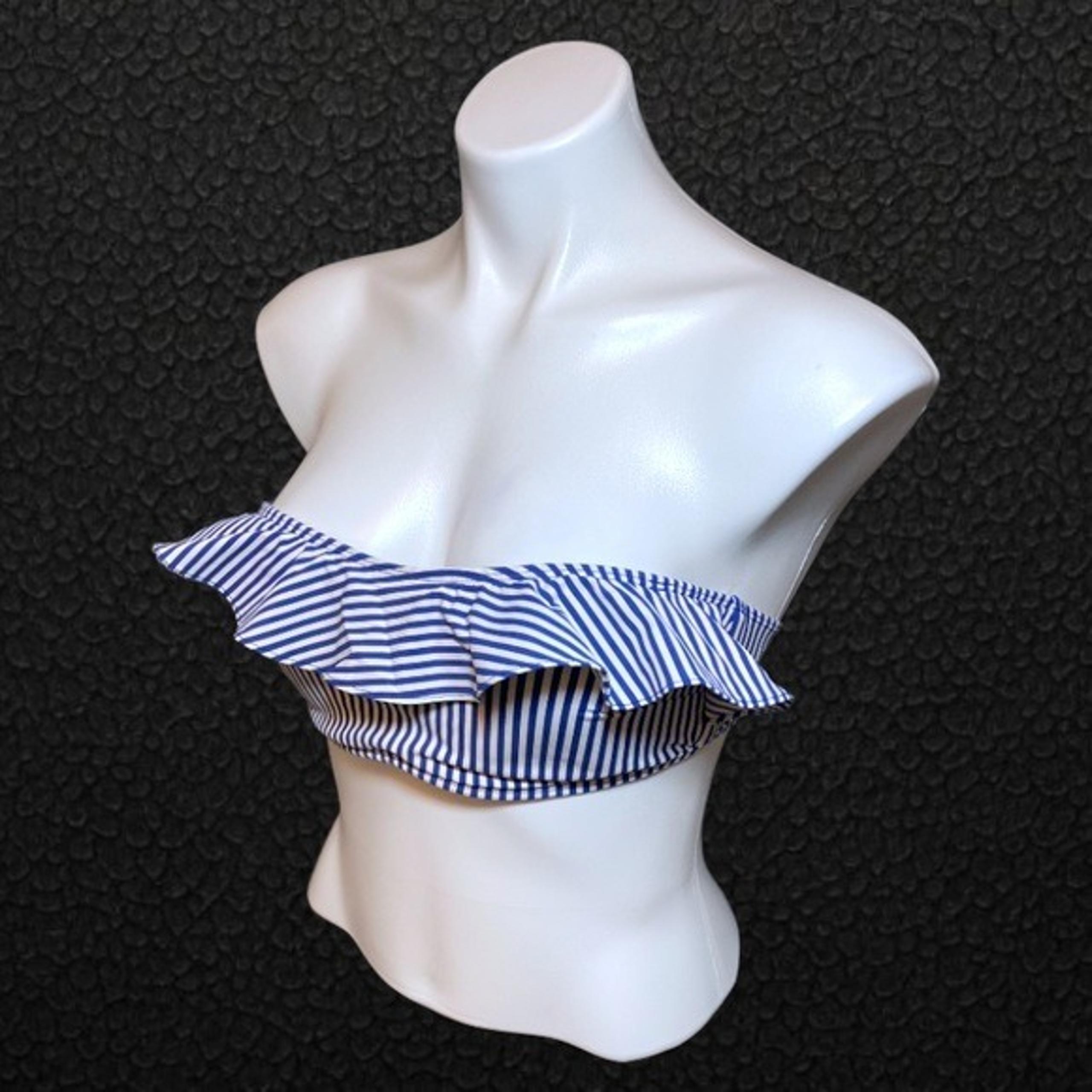 Vineyard Vines Striped Ruffle Strapless Swimsuit Top