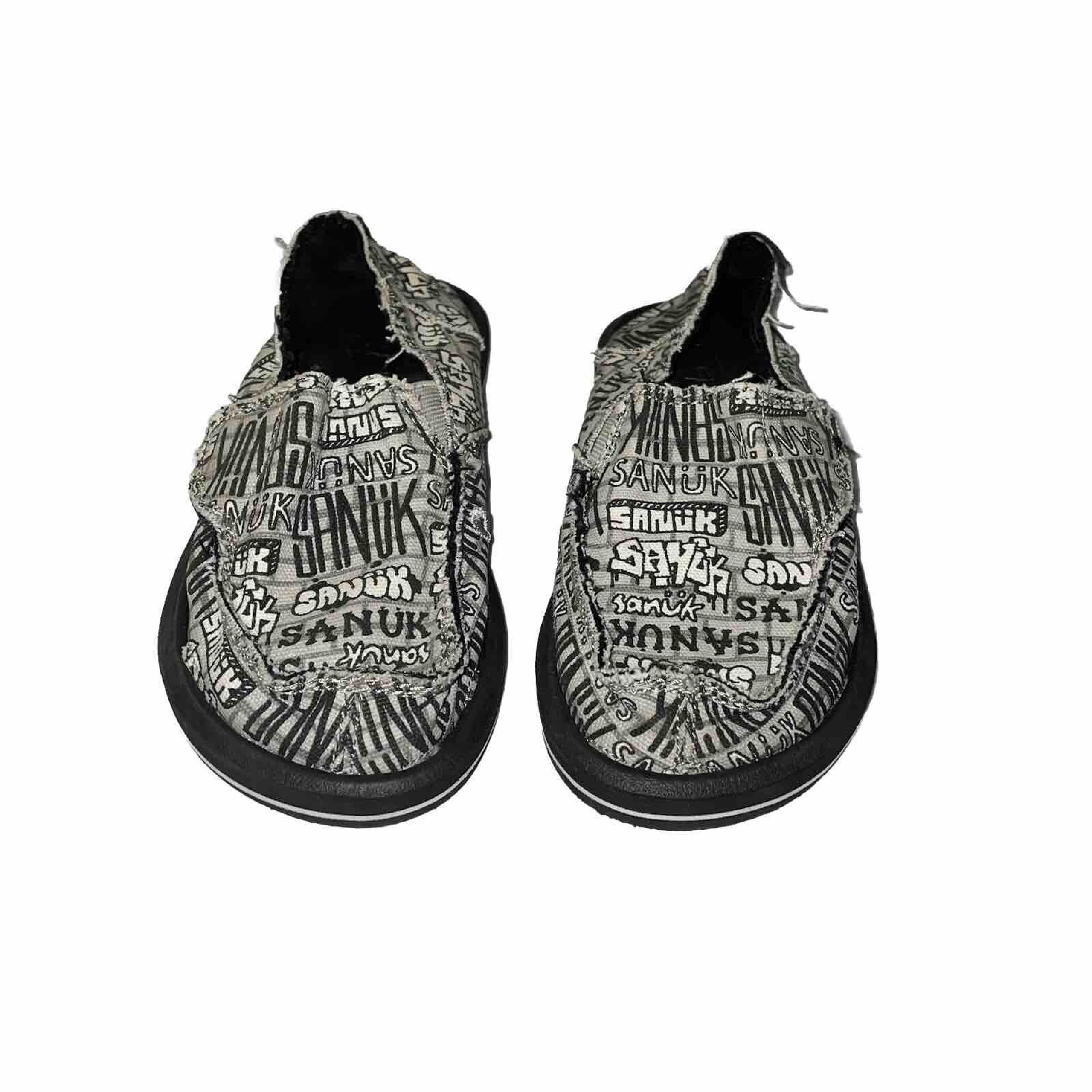 Sanuk Vagabond Black Lightweight Slip On Loafers Shoes Youth Kids Boys size 12