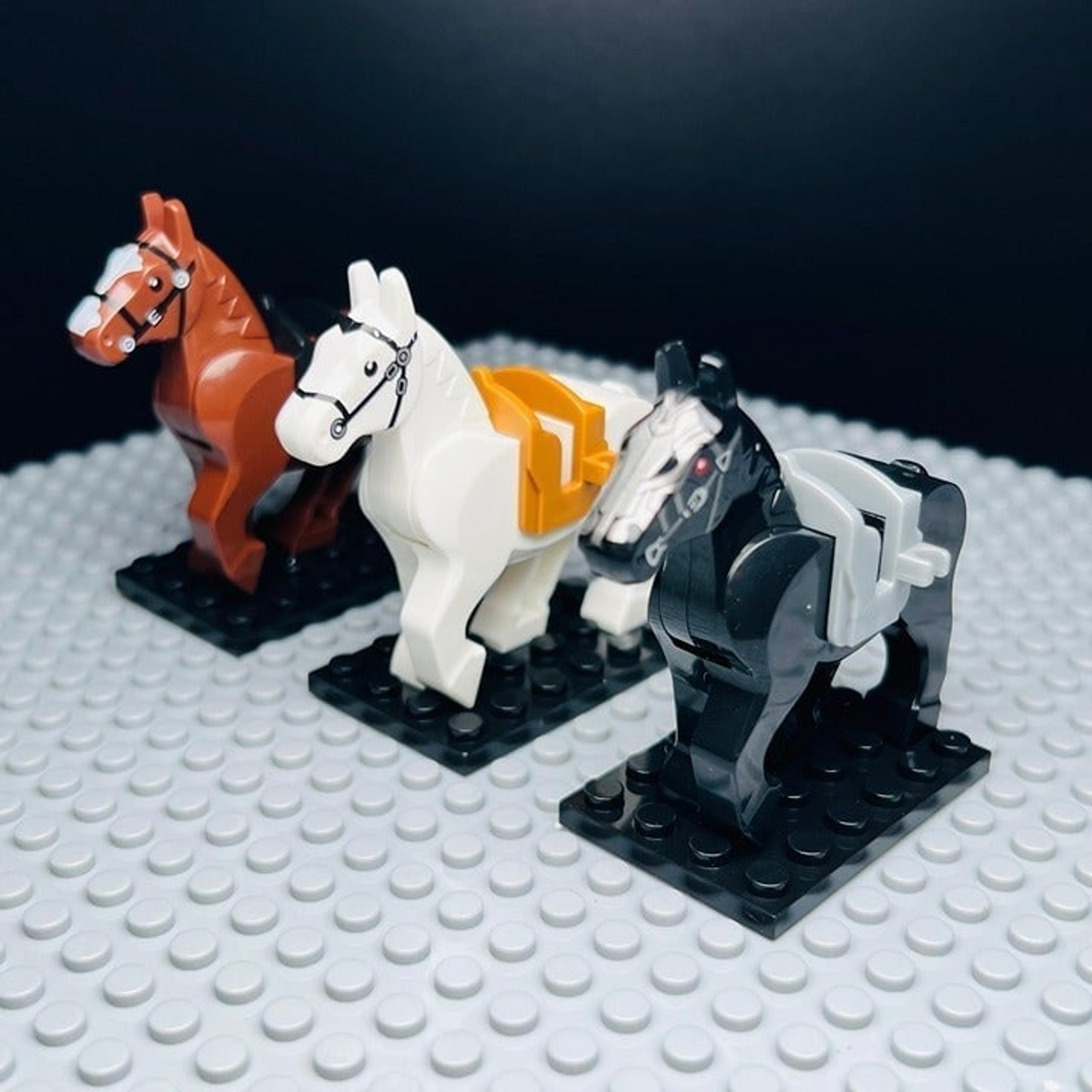 Custom Classic Knight Horse for Blocks Minifigures（3Pcs）