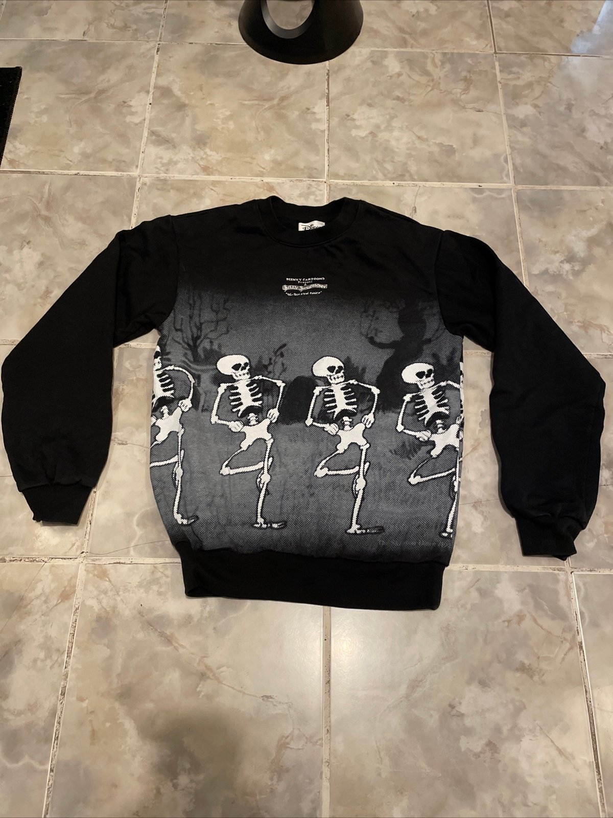 Disney Parks Skeleton Dance Pullover Silly Symphonies Fleece Sweatshirt AOP
