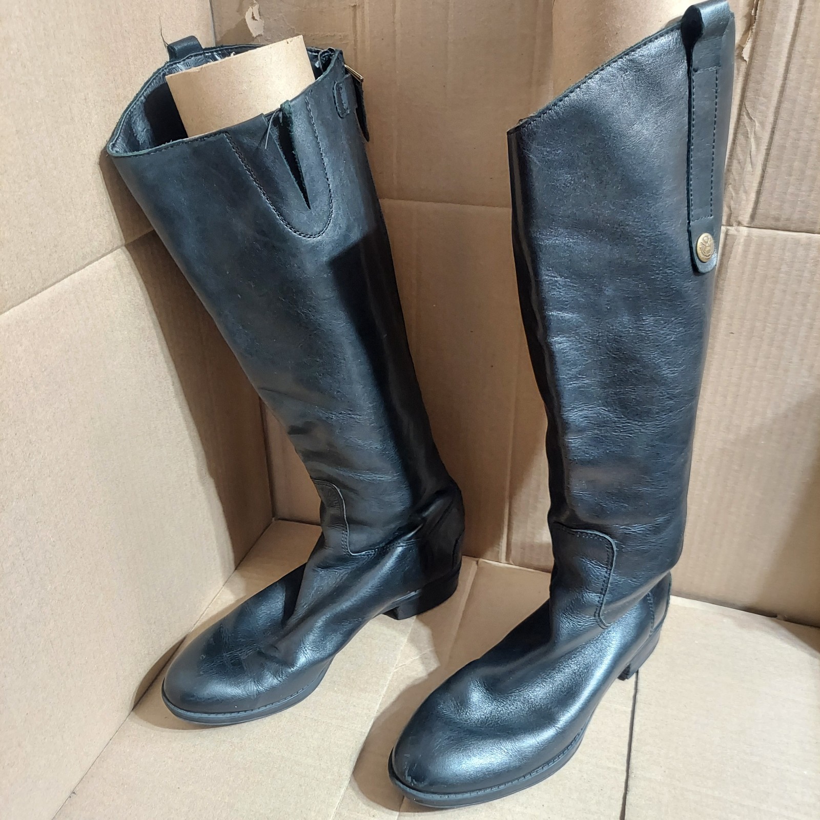 Sam Edelman Penny Women's US 6.5 M Black Leather Knee High Riding Boots EUC