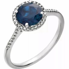 Sapphire Diamond Halo Ring Sterling Silv