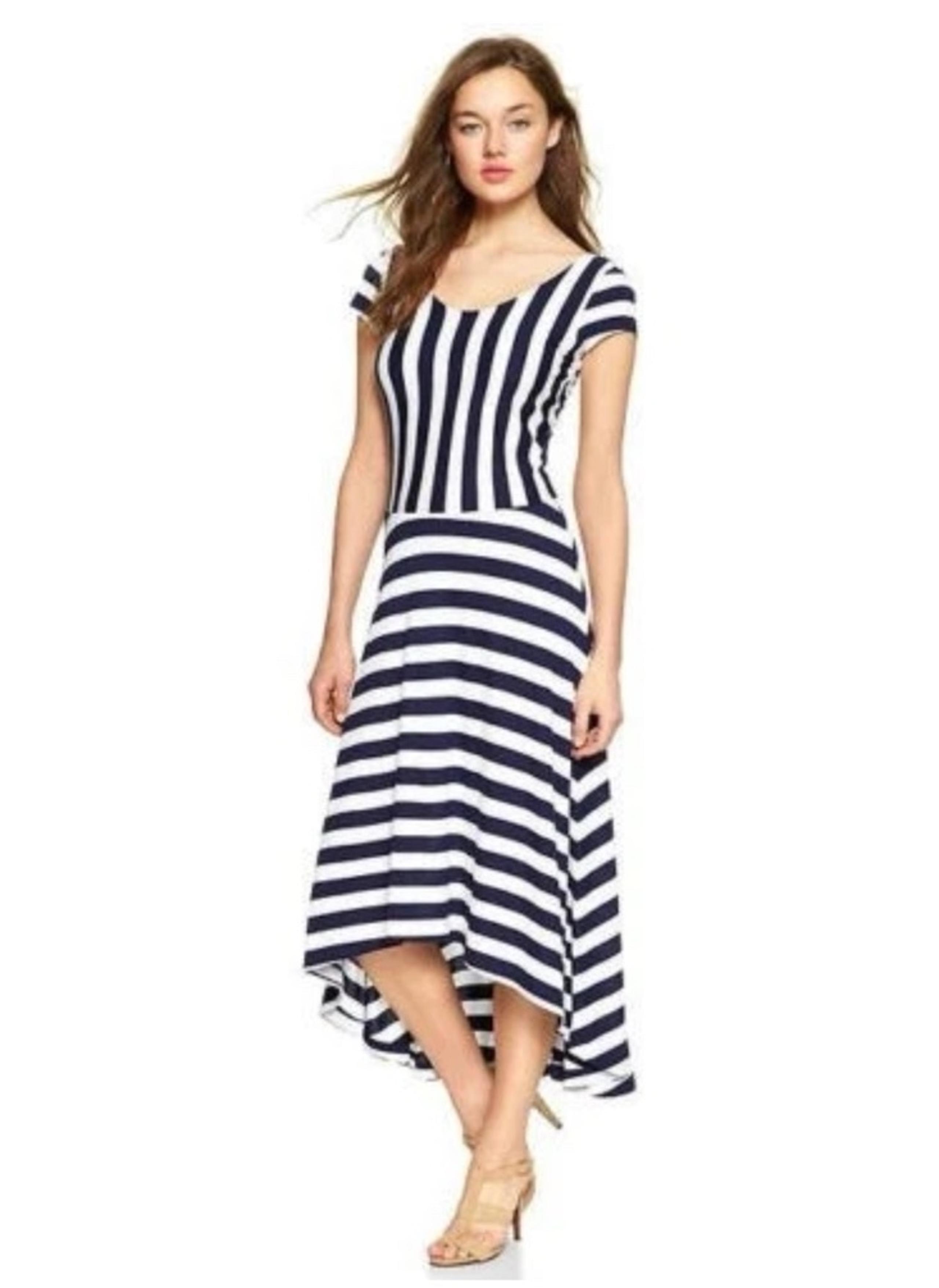 Gap Striped Ballet midi dress, Navy/White SIZE L