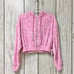 Forever 21 x Barbie Women Pink Floral Jacquard Cropped Zip Athletic Hoodie L