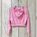 Forever 21 x Barbie Women Pink Floral Jacquard Cropped Zip Athletic Hoodie L