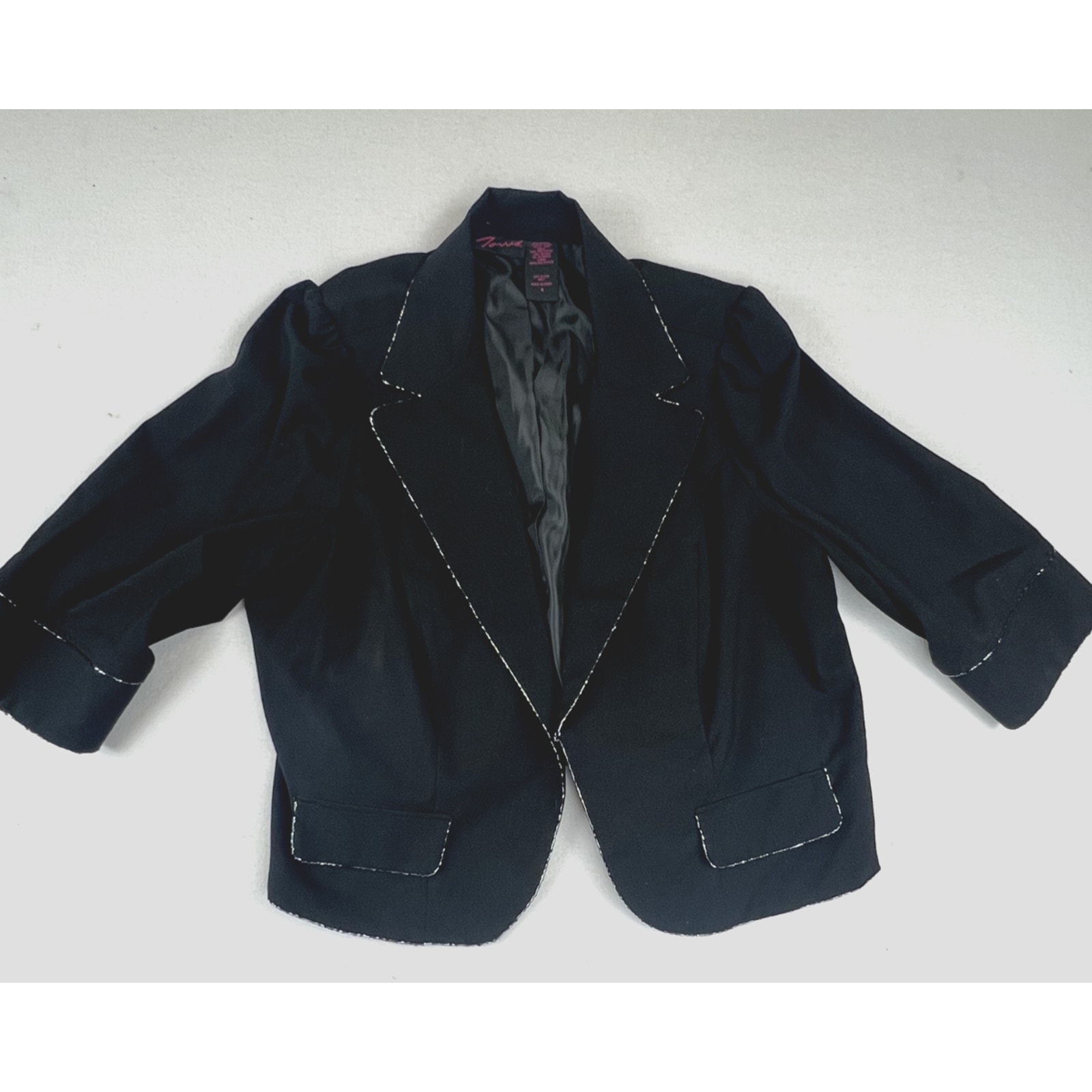 Vintage Torrid Open Blazer Womens 4 Stretch Black Lined Chic Casual Business