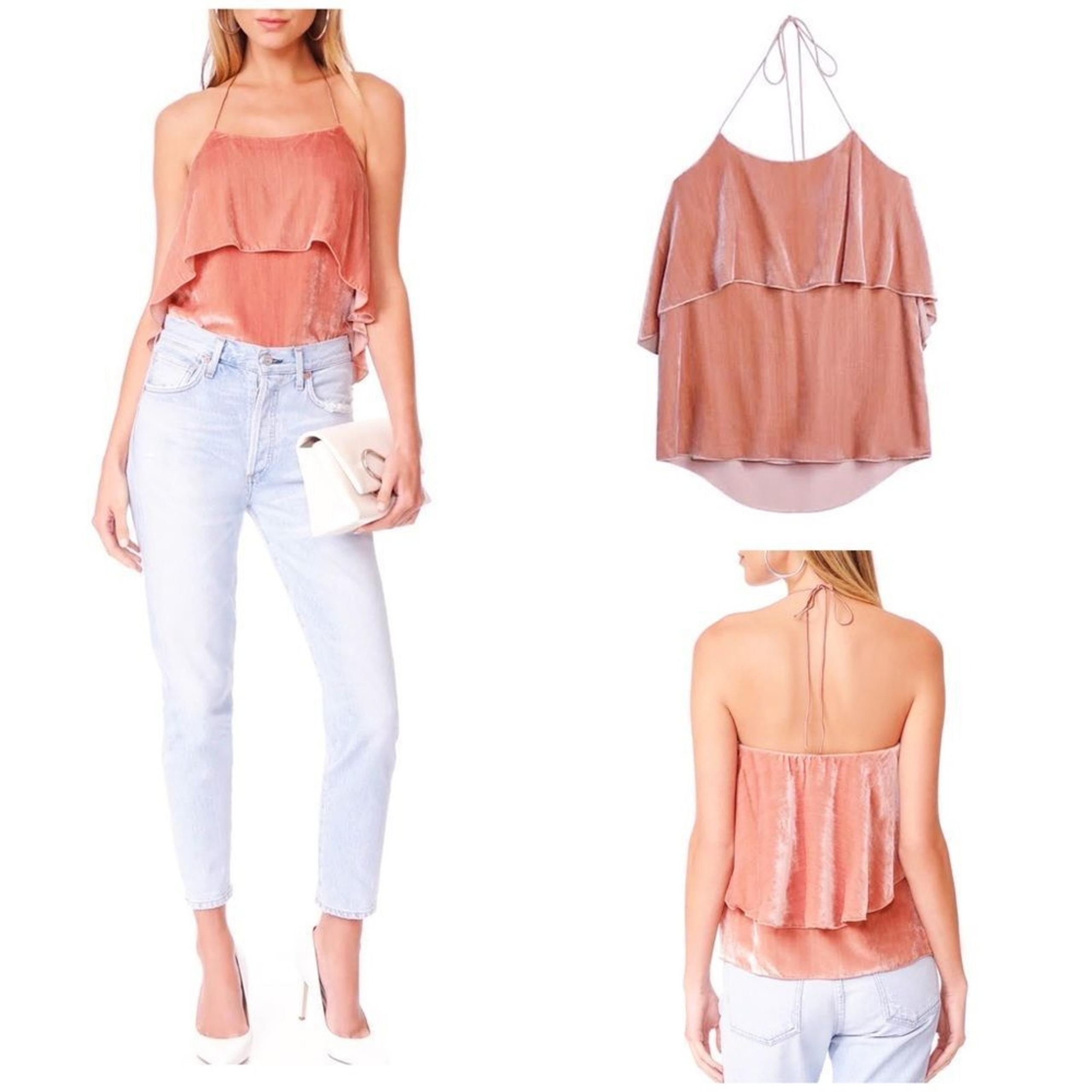 Alice +Olivia Marybeth Layered Velvet Halter Top