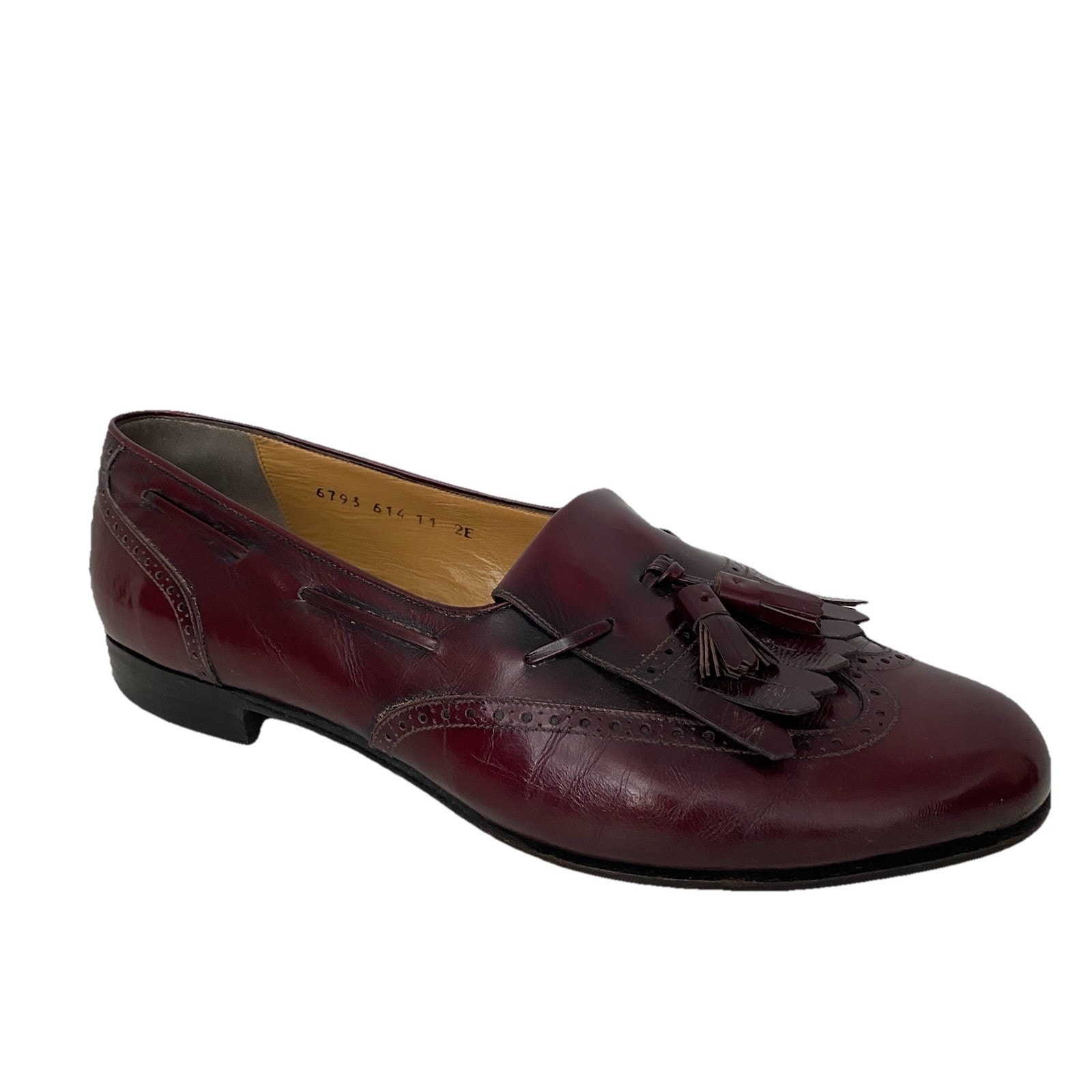 SALVATORE FERRAGAMO Lucas Leather Kiltie Tassel Loafer Dress Shoe Burgundy 11 2E