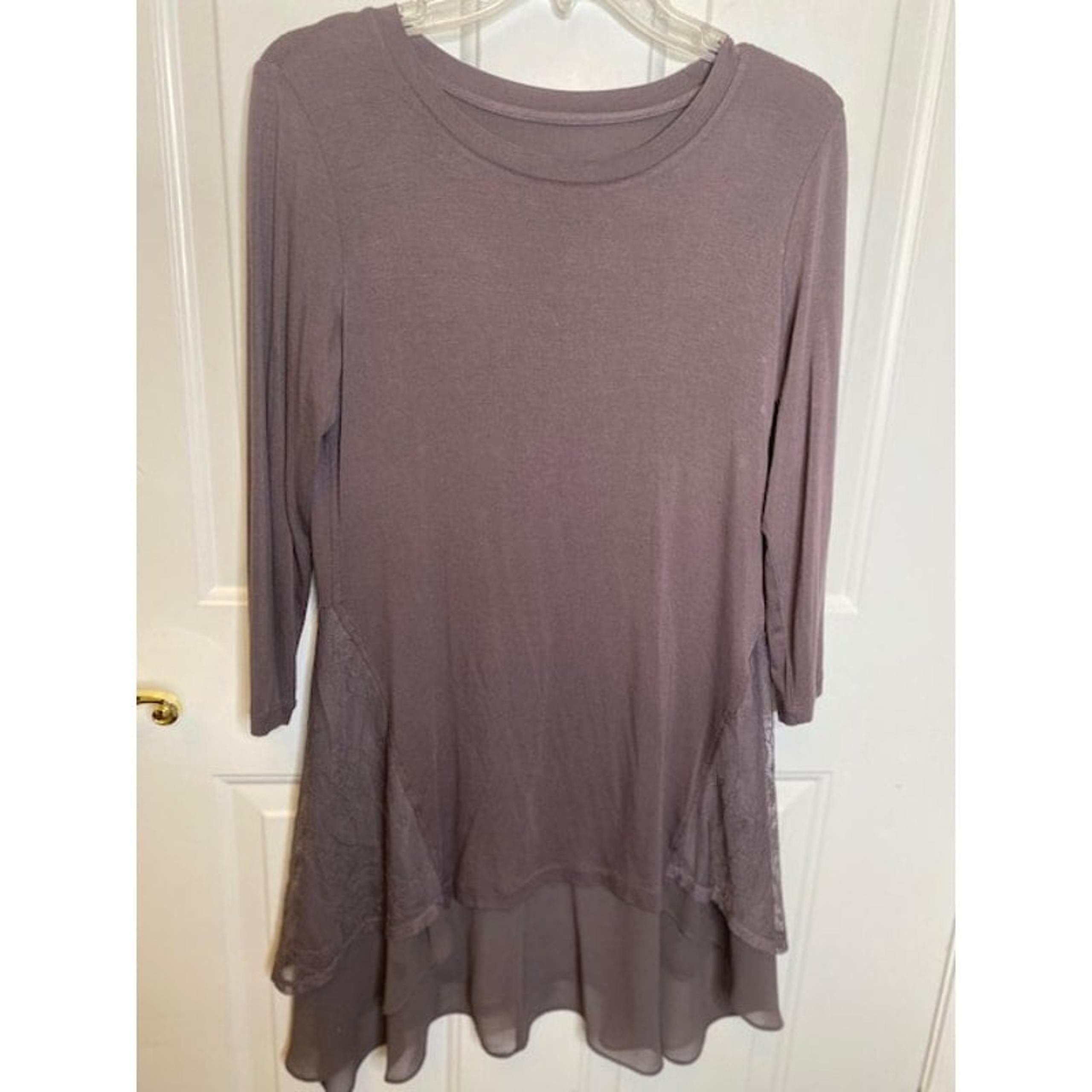 LOGO by Lori Goldstein Top 3/4 Sleeves Sz XS Lace Trim