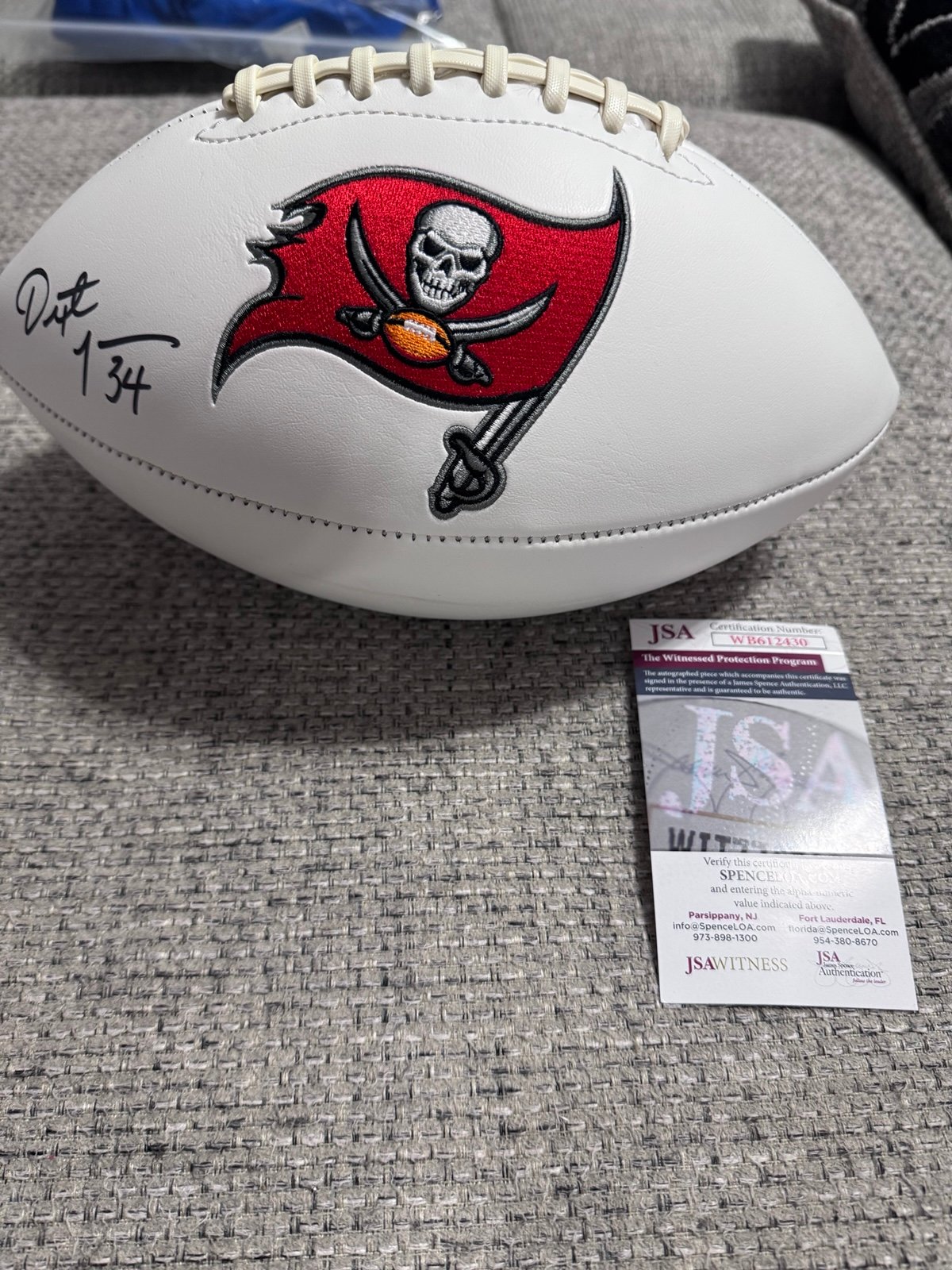 Dexter Jackson signed autograph Tampa Bay Bucs logo football - JSA coa