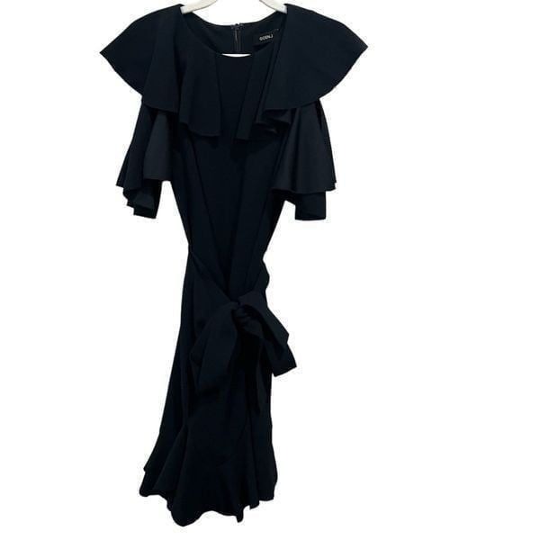 Goen.J black Ruffle Cold Shoulder Wrap Dress size large