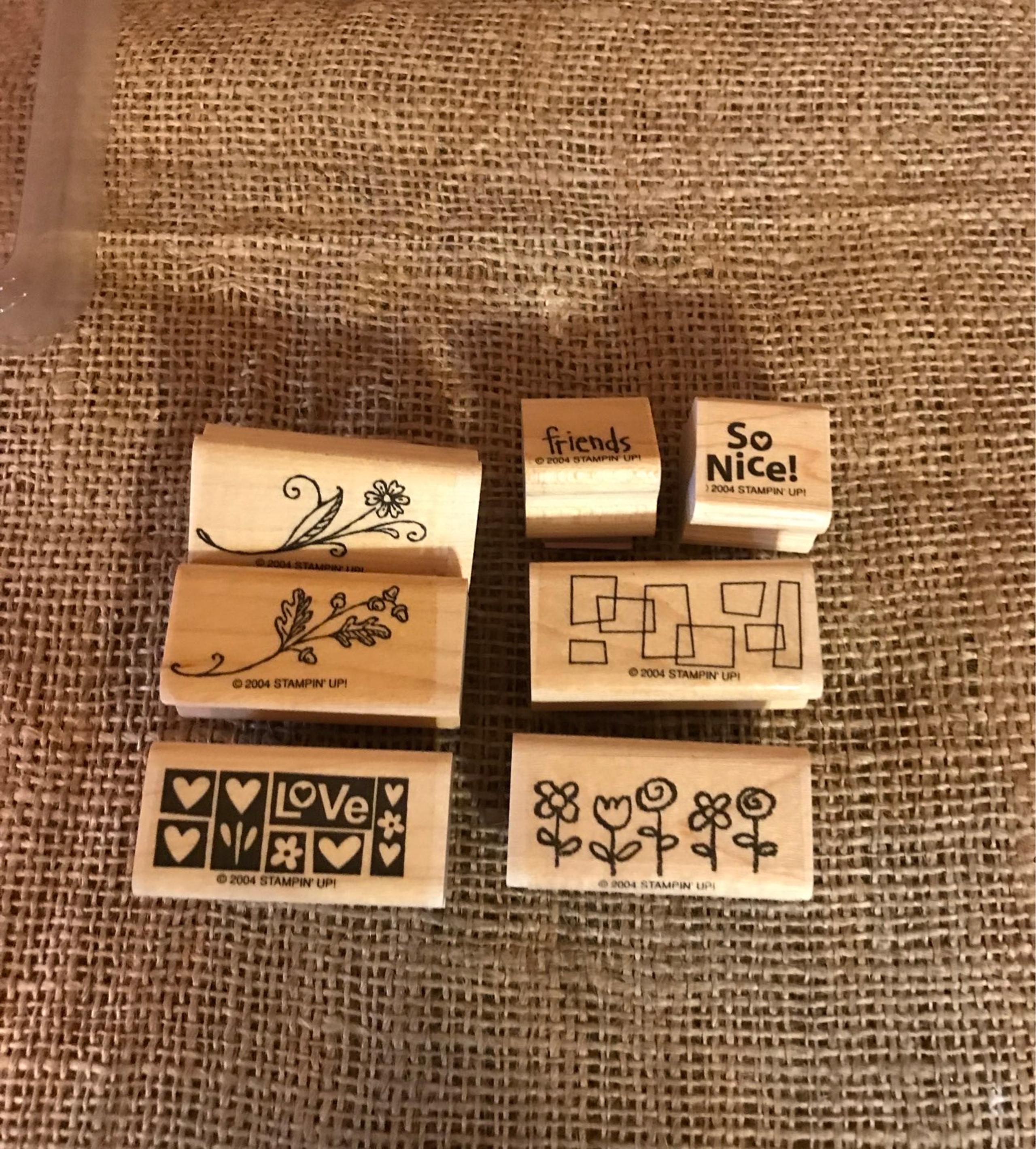 Vintage Stampin' Up! Smorgasborders 7 Wood Mount Rubber Stamps