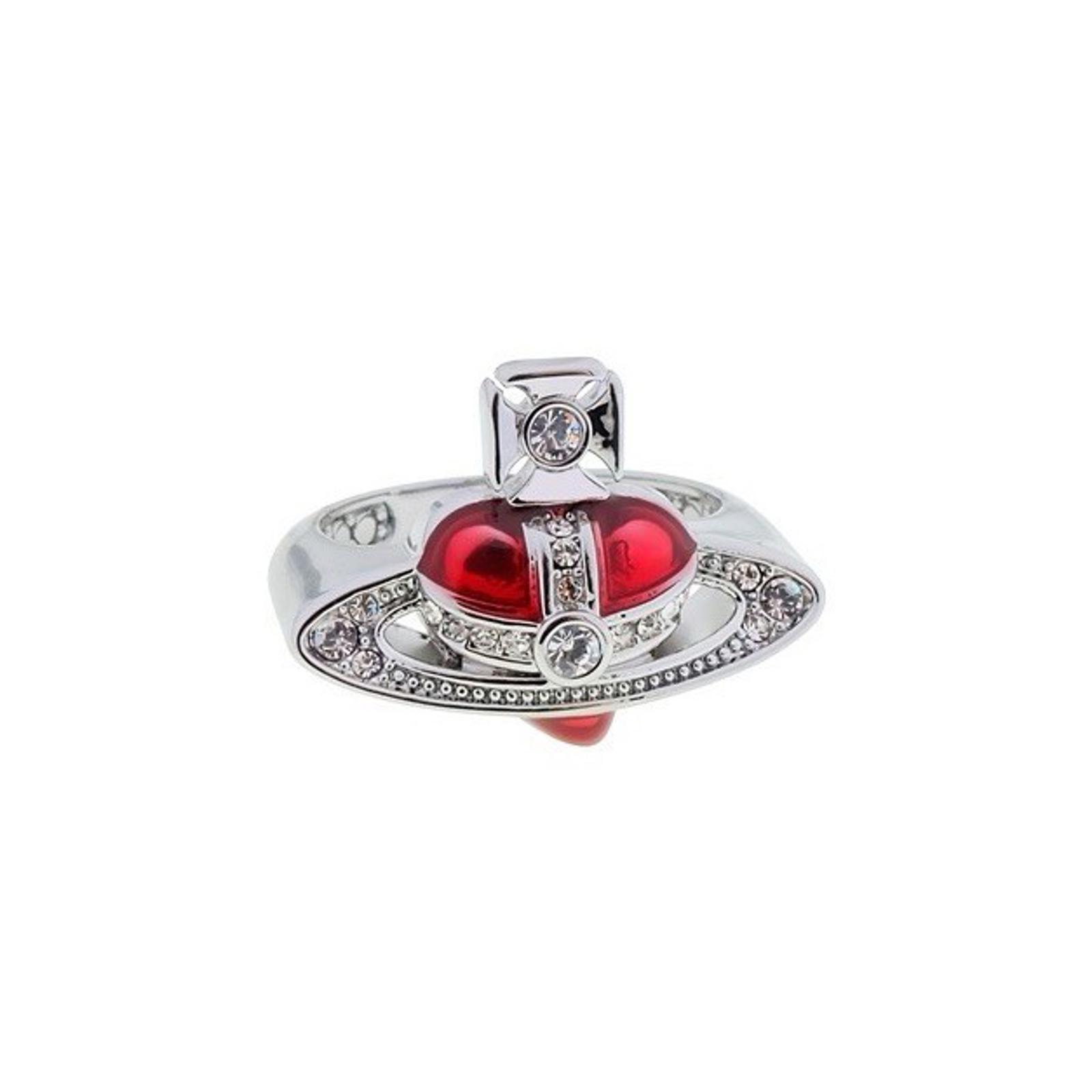 Vivienne Westwood New Diamante Red Heart Ring Size 6.5(M) New In Box