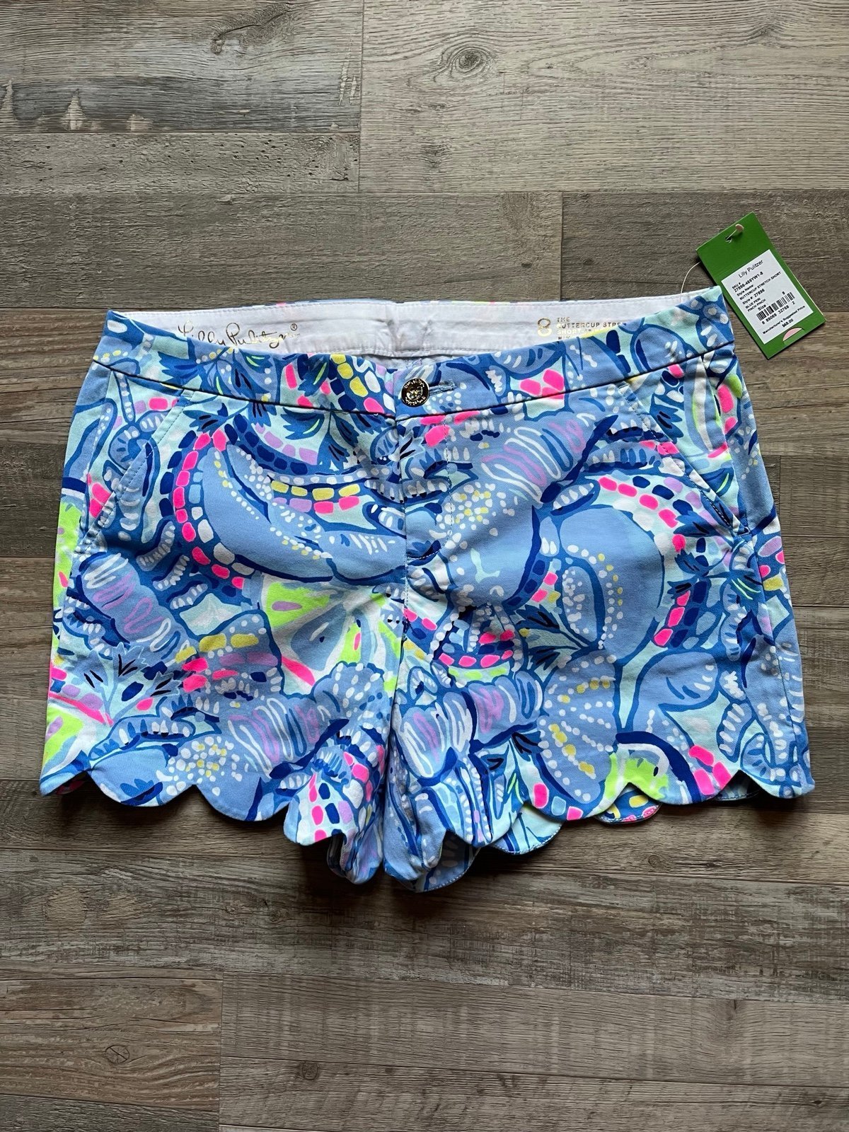 NWT Lilly Pulitzer Buttercup Stretch Short Blue Peri “Pinch Pinch” Size 8