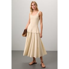Simkhai Silas Midi Tank Dress Beige Knit Pullover Sleeveless Scoop Neck Sz XS