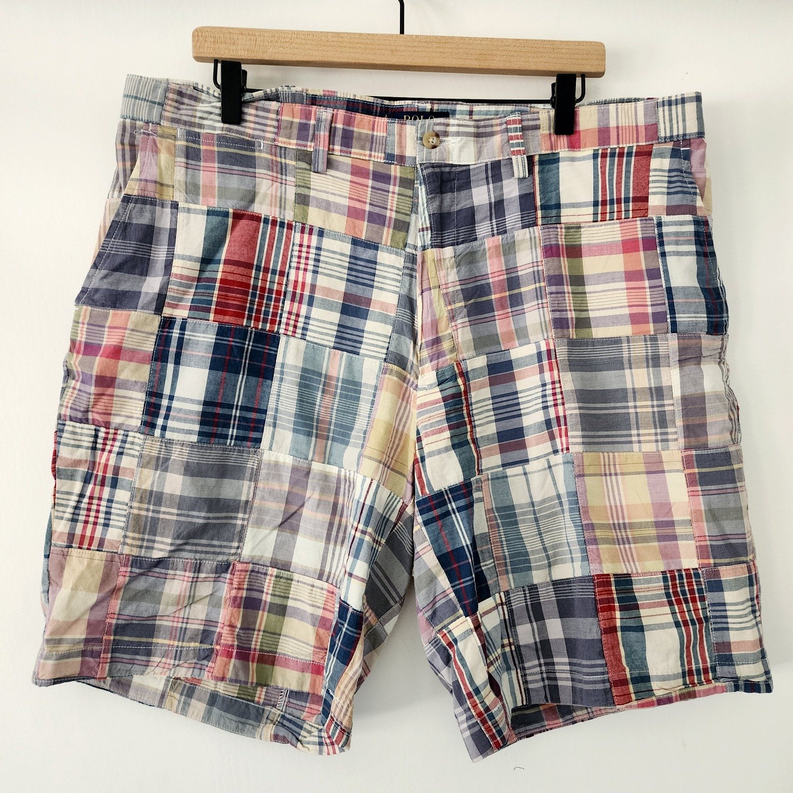 Polo Ralph Lauren multi color Madras Plaid shorts mens size 38