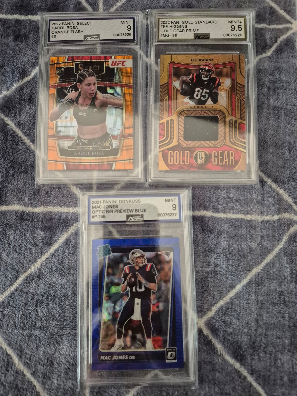 3 Graded Sports Cards NFL/UFC
