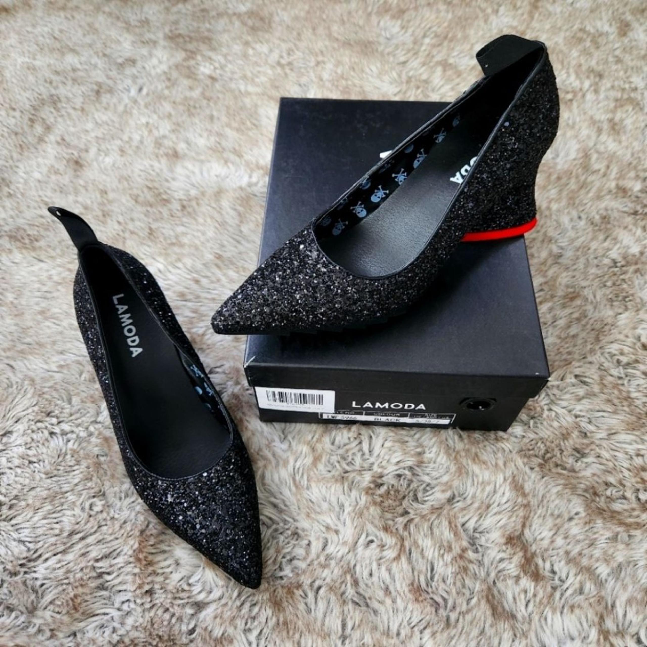 Lamoda Dolls Kill My Love Glitter Heels Black Women's Size 7