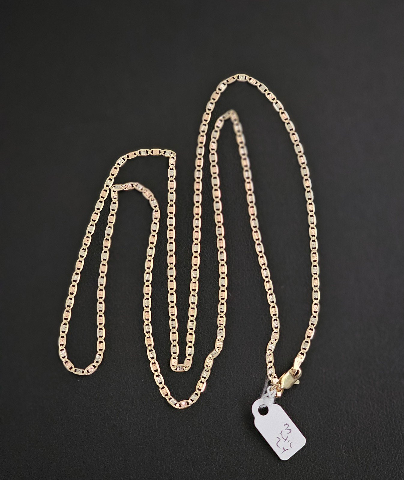 14k gold tri color necklace 24 inch