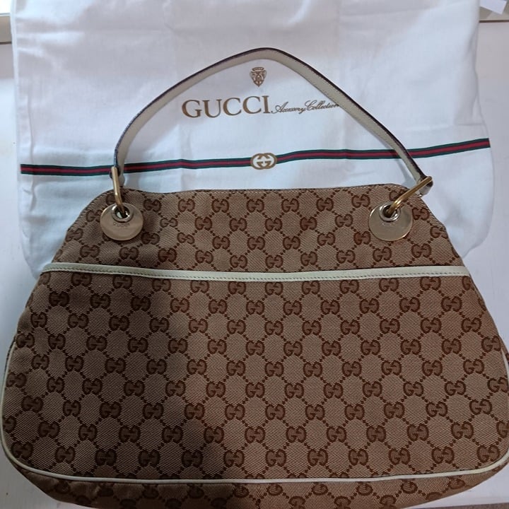 Authentic Gucci Eclipse Canvas leather trim tote Shoulder bag