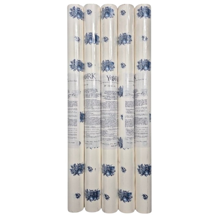 Wallpaper Lot of 5 Rolls Blue Flowers On White York Carey Lind Designs SP7208 R5