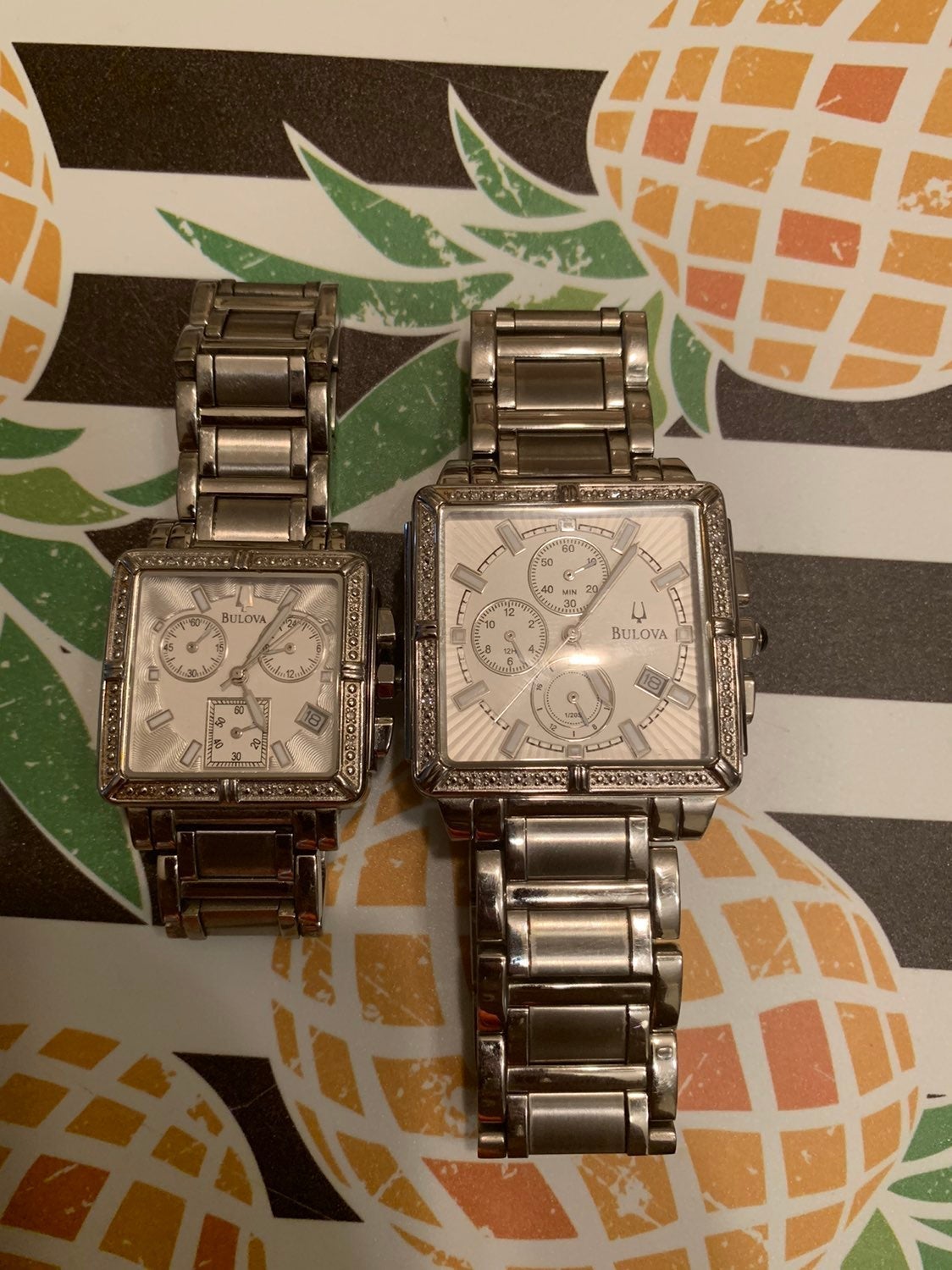 Set of men and womans bulova watches dia