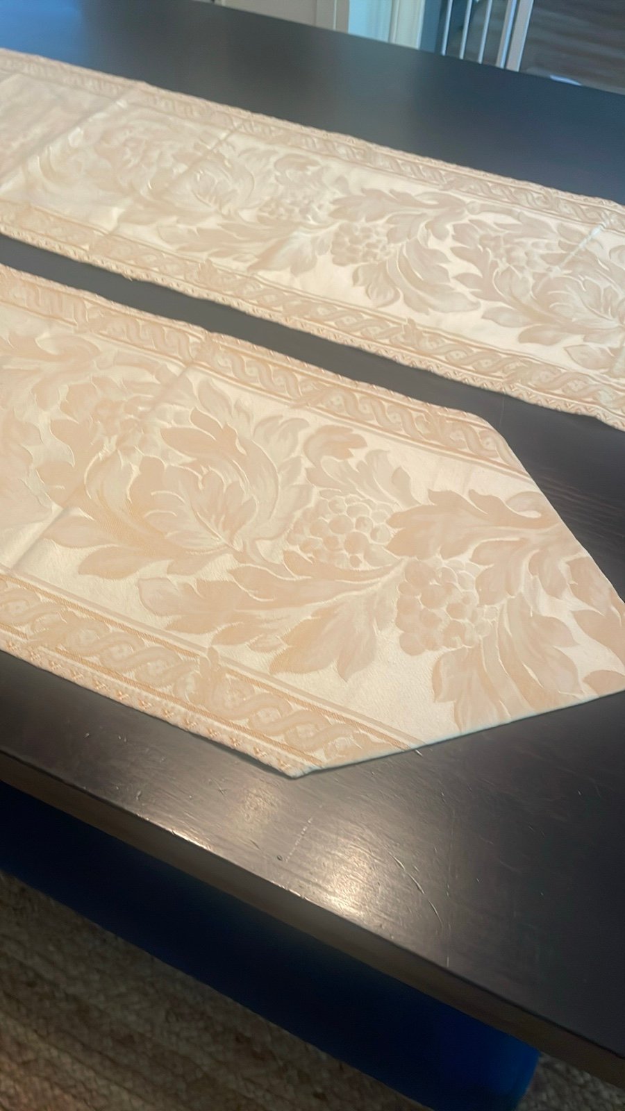Cream patterned vintage table runners set of 2