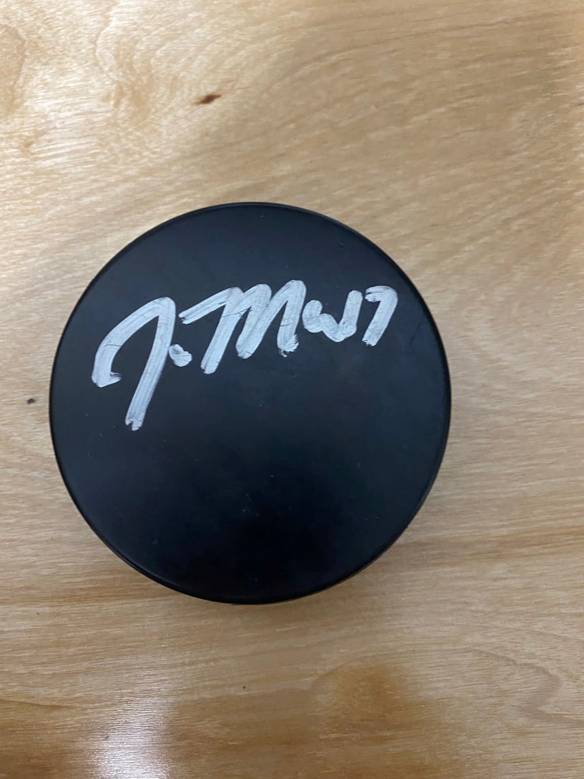 John Moore Signed Hockey Puck