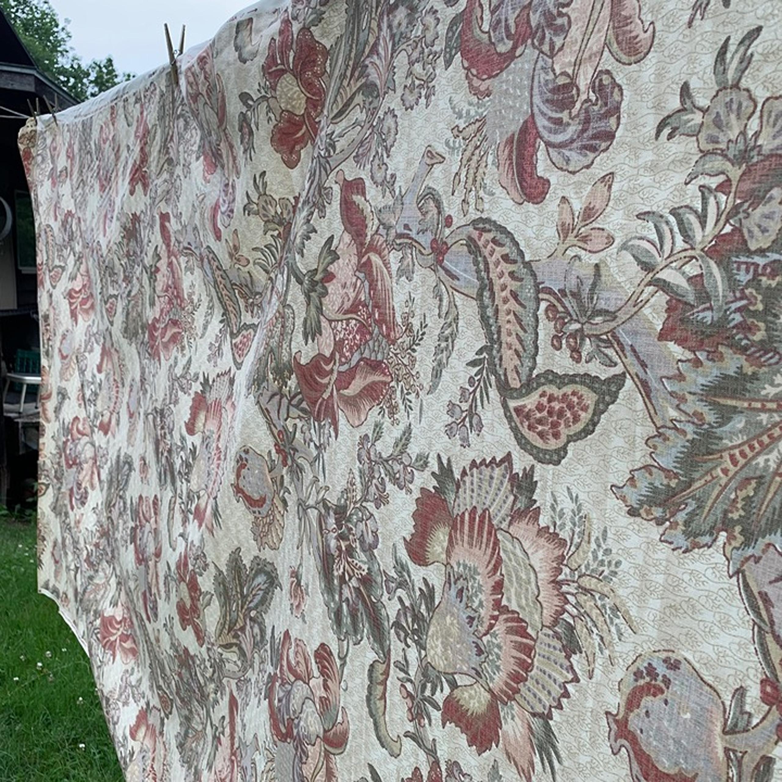 Waverly Bloomsbury Vintage 3 yds Beige Pink Taupe Floral Upholster Cotton Fabric