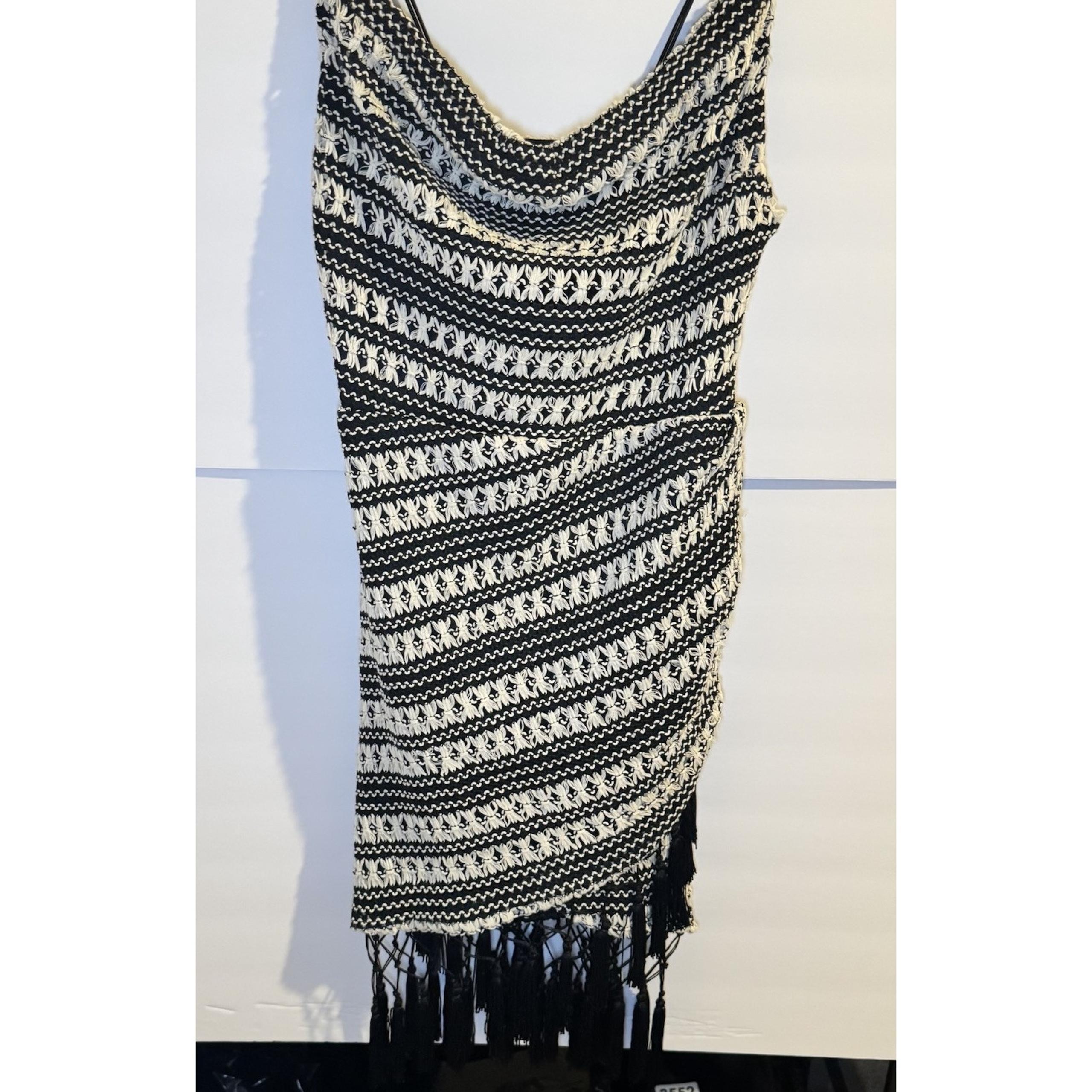 New Fashion Nova Bali Miami Crochet Mini Dress Fringe Trim Size Medium