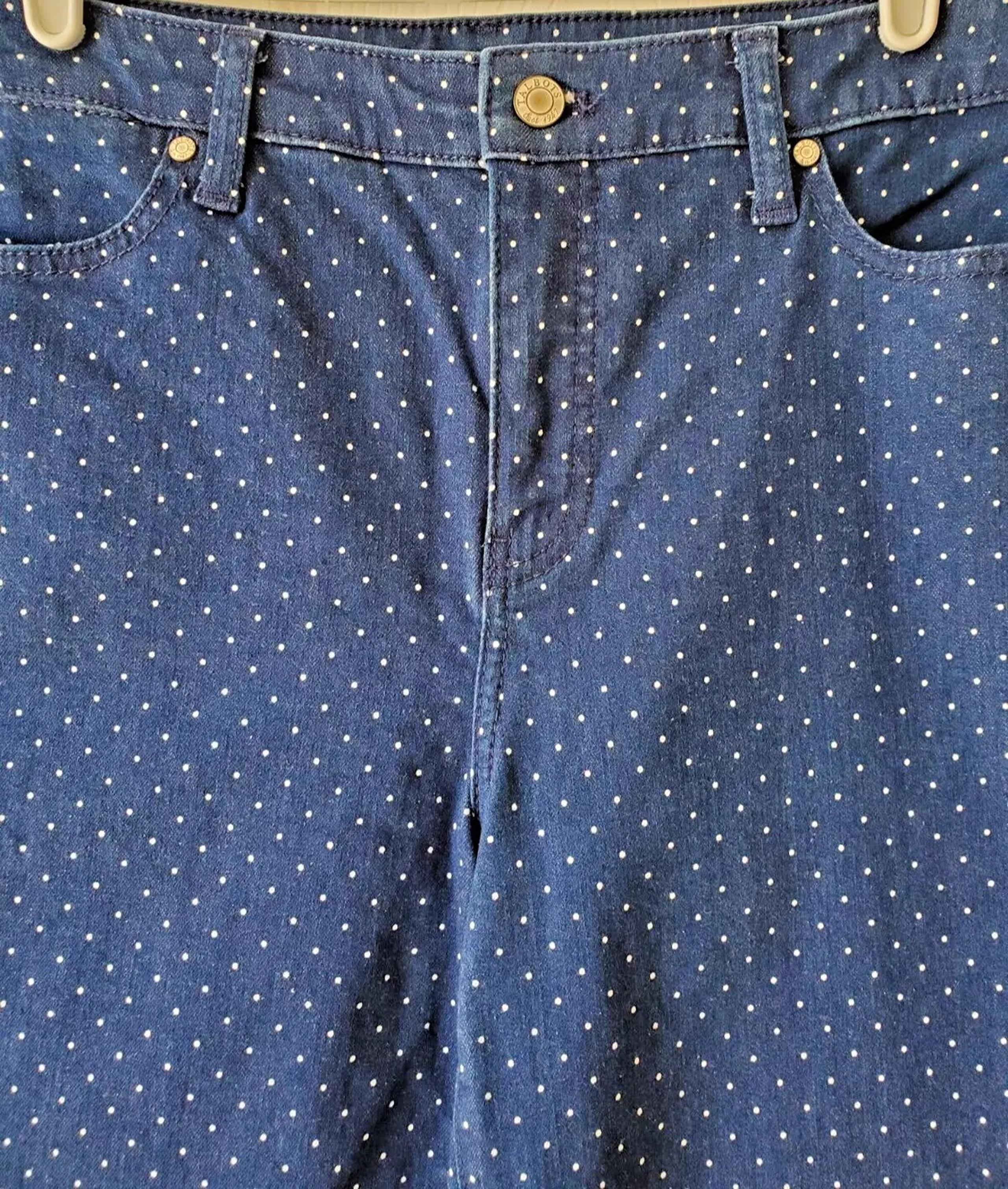 Talbots Flawless Slim Ankle Womens Jeans Sz 10 Polka Dots Stretch