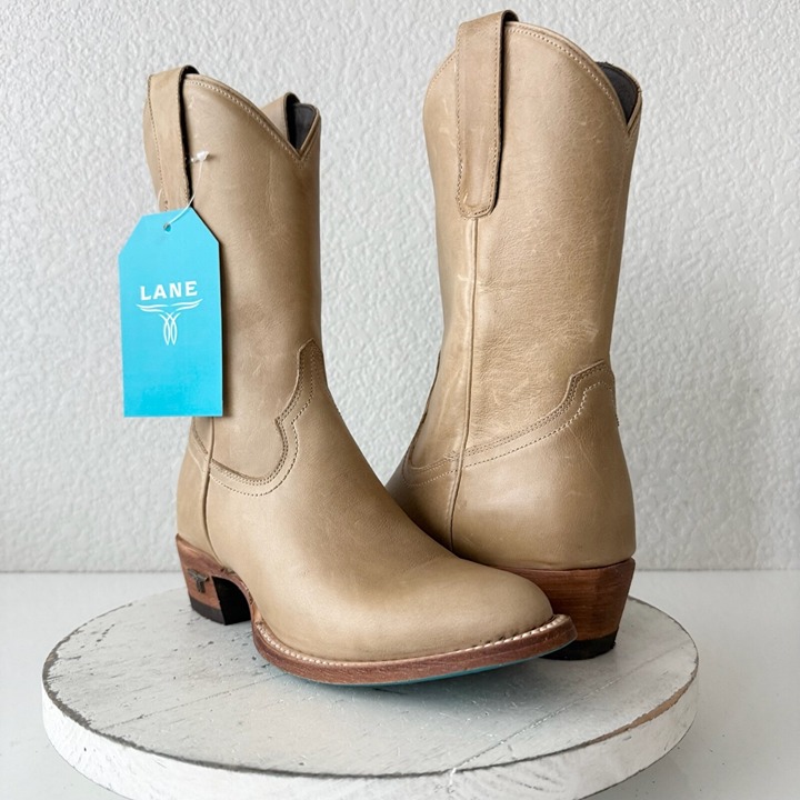 Lane PLAIN JANE Midi Boots Womens Cowboy Booties 6.5 Western Tan Cowgirl Short