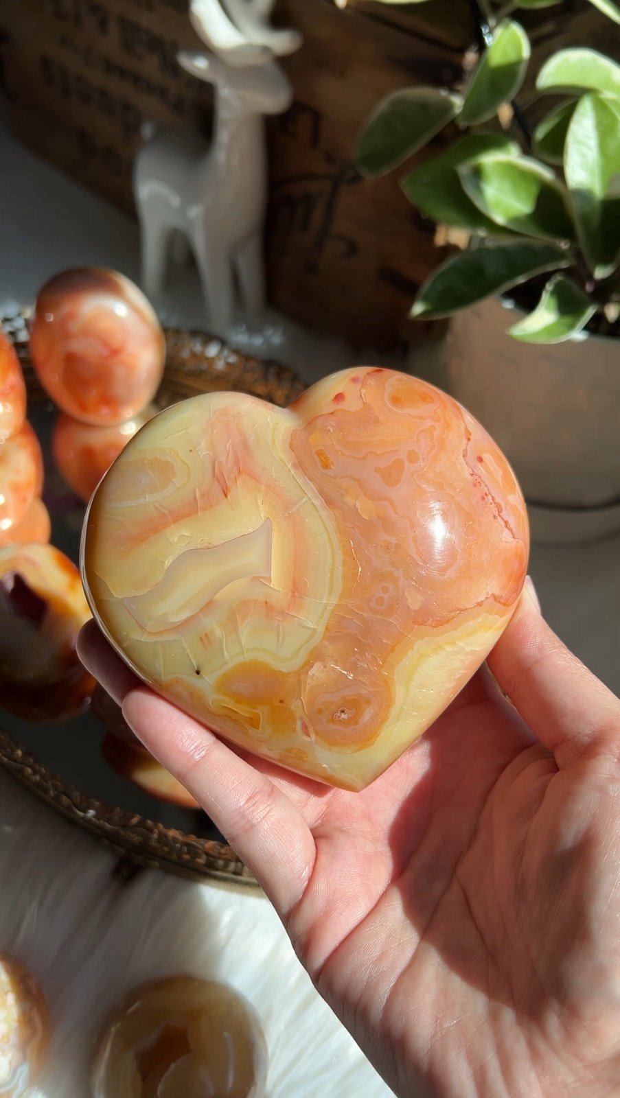 Large Yellow Carnelian Heart with Banding