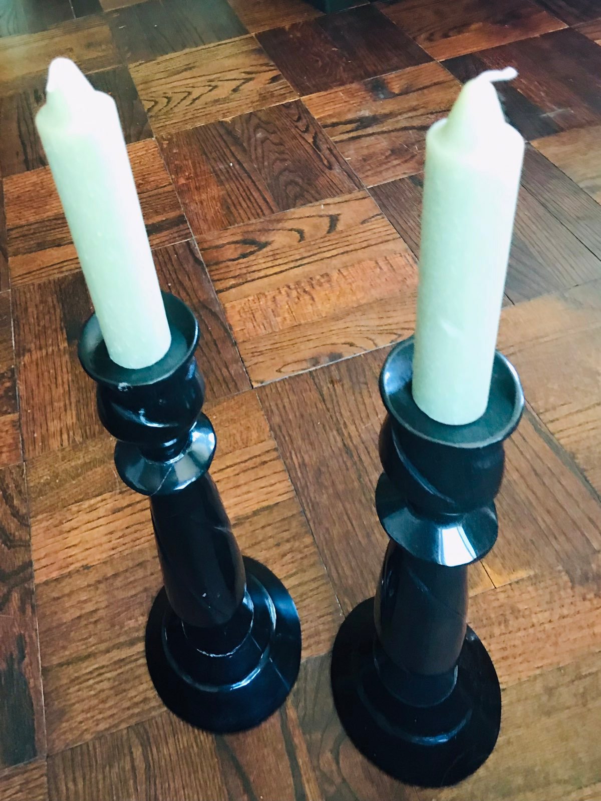 Tall Dark Marble Candle Holder